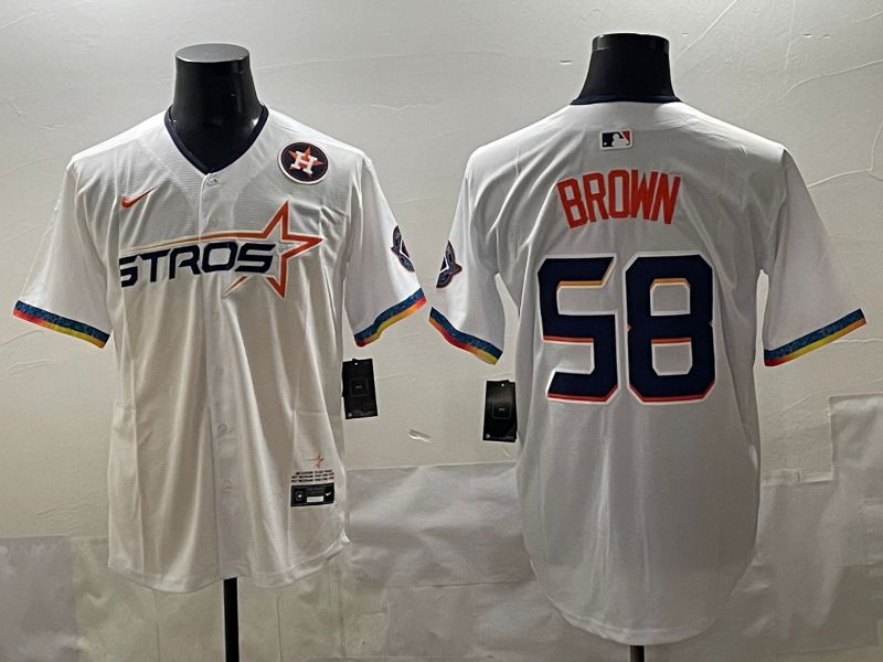 Men Houston Astros #58 Brown White Fourth generation Joint Name 2025 Nike MLB Jersey style 10